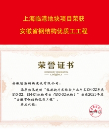 上海临港地块项目荣获安徽省钢结构优质工程奖